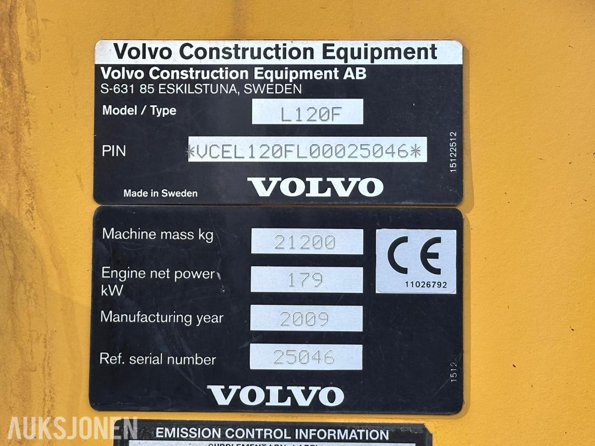2009 Volvo L120F hjullaster 